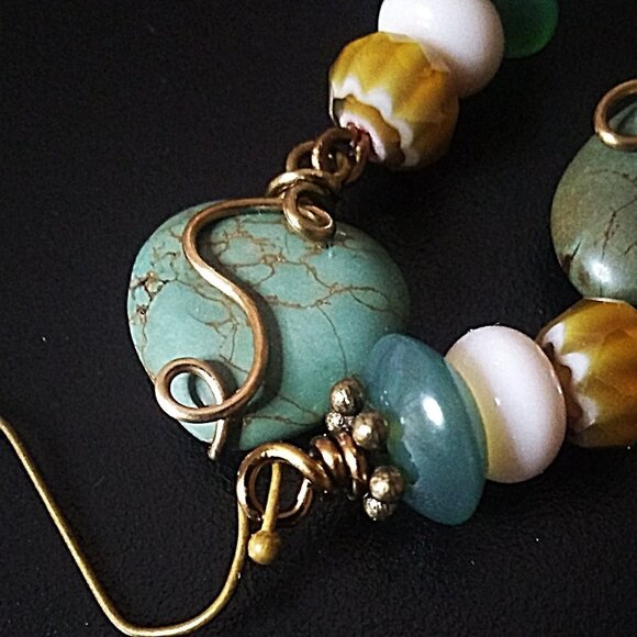 LOVER'S GIFT ALERT! African Turquoise Heart Earrings - Unique & One-of-a-Kind - Picture 8 of 9